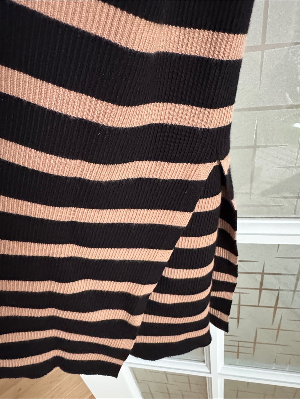 Caroline Constas Black and Tan Striped Polo Midi Dress - Picture 7 of 10